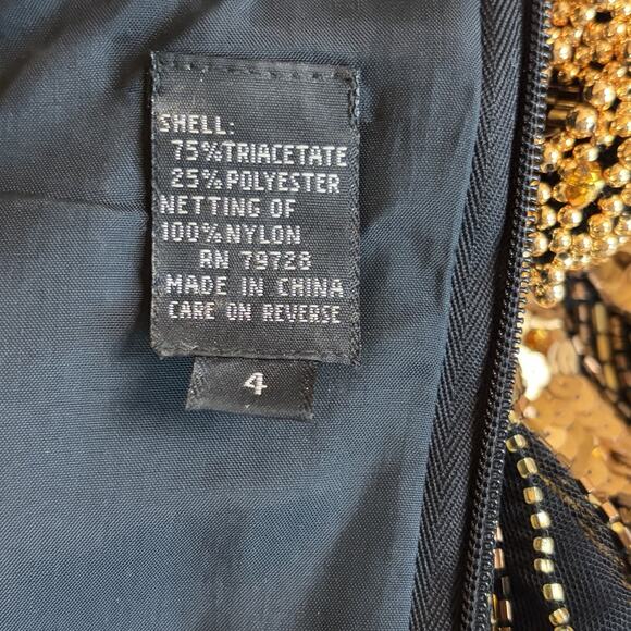 Bob Mackie Evening Bolero Dress Black Gold Beaded Vintage Size 4 1980’s - Picture 15 of 16
